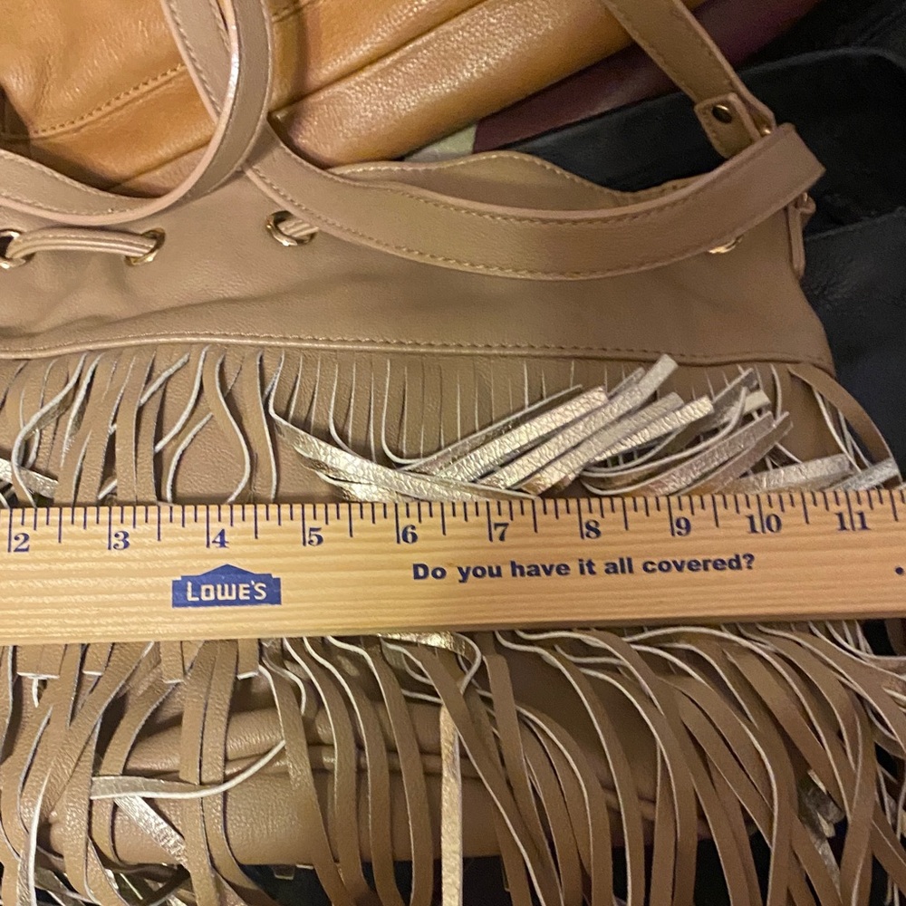 Betsy Johnson Fringed Tan Women's Bag - Picture 10 of 12